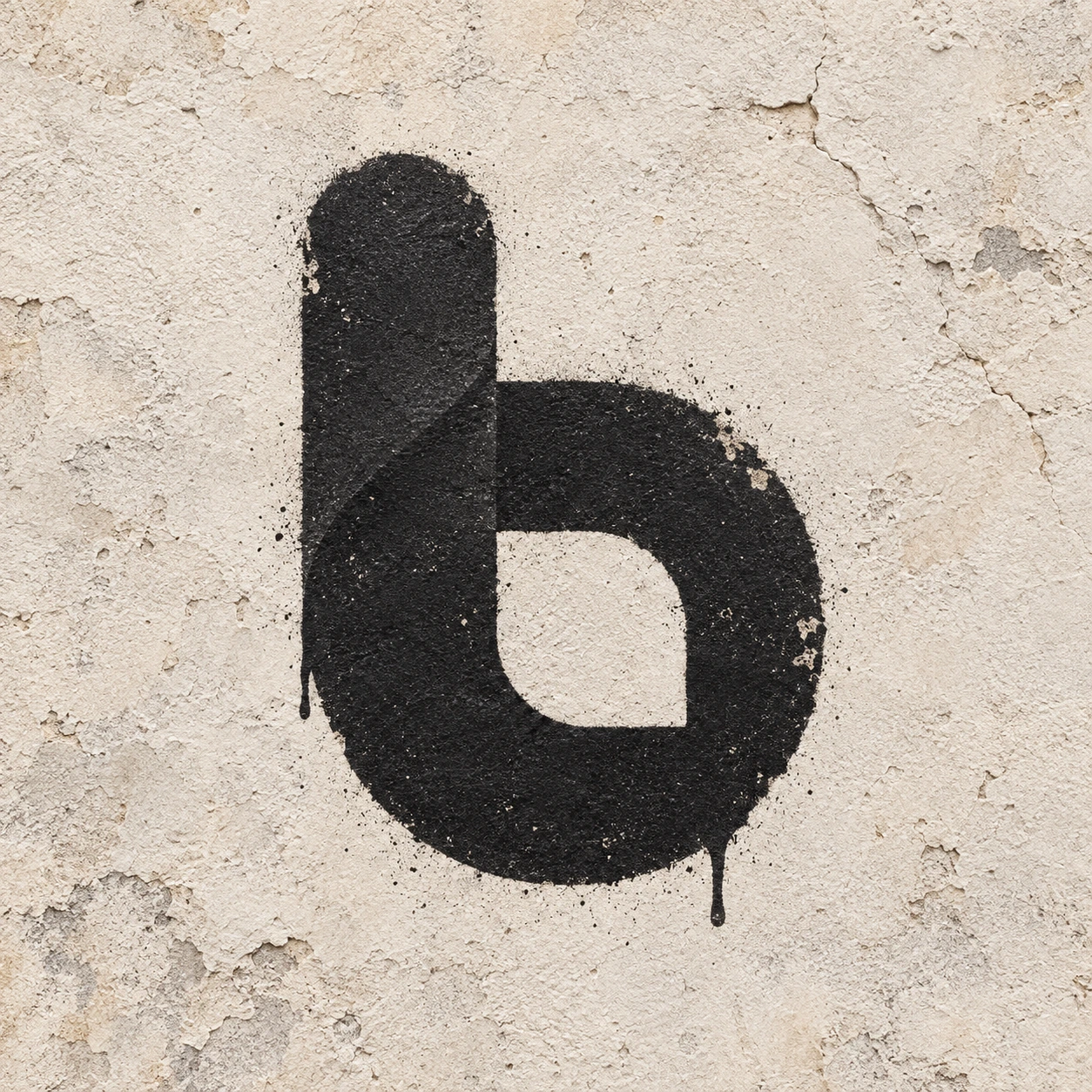 Blee b mark painted on a textured wall